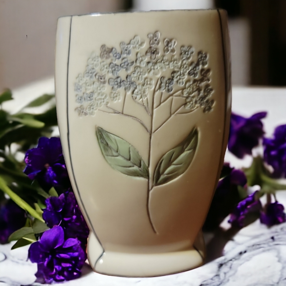 Vtg Kohl's Heather Flowers Bathroom  Toothpaste Holder Cup Vase